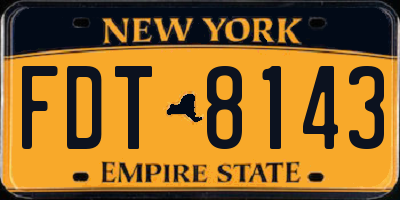 NY license plate FDT8143