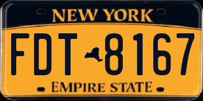 NY license plate FDT8167