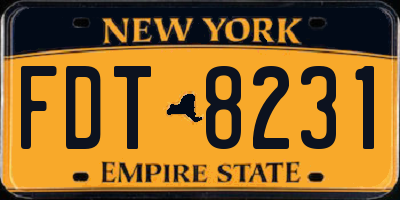 NY license plate FDT8231