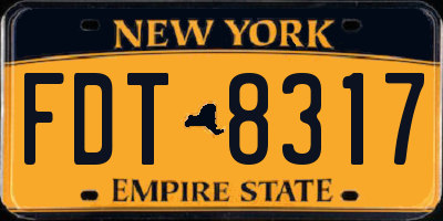 NY license plate FDT8317