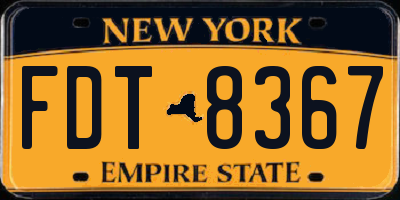 NY license plate FDT8367