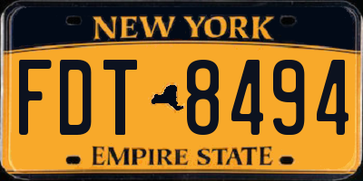 NY license plate FDT8494