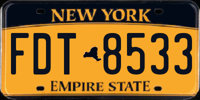 NY license plate FDT8533