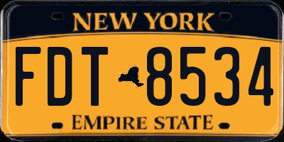 NY license plate FDT8534