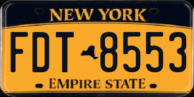 NY license plate FDT8553