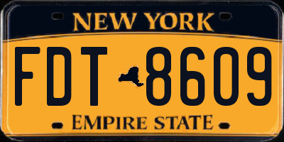 NY license plate FDT8609