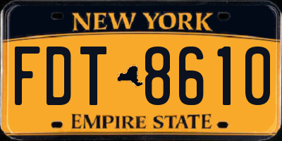 NY license plate FDT8610
