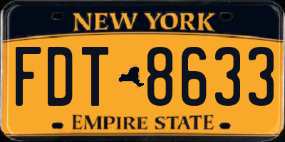 NY license plate FDT8633