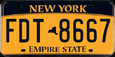 NY license plate FDT8667