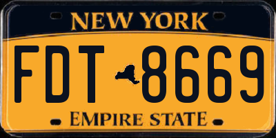 NY license plate FDT8669