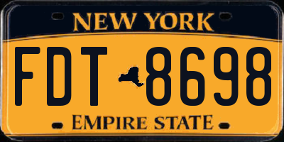 NY license plate FDT8698