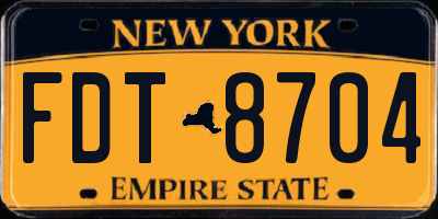 NY license plate FDT8704