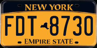 NY license plate FDT8730