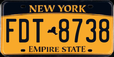 NY license plate FDT8738