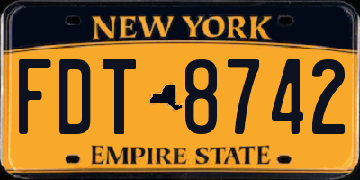 NY license plate FDT8742