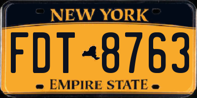 NY license plate FDT8763