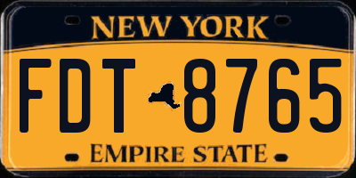 NY license plate FDT8765