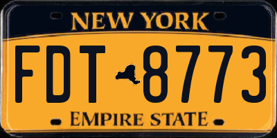 NY license plate FDT8773