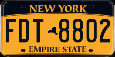 NY license plate FDT8802