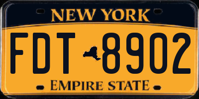 NY license plate FDT8902