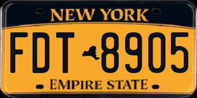 NY license plate FDT8905