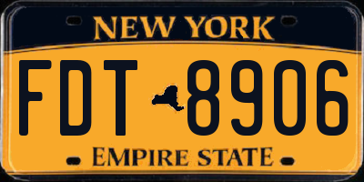 NY license plate FDT8906