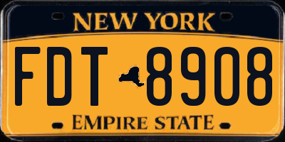 NY license plate FDT8908