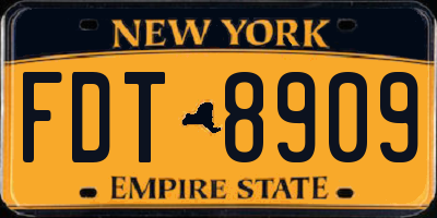 NY license plate FDT8909