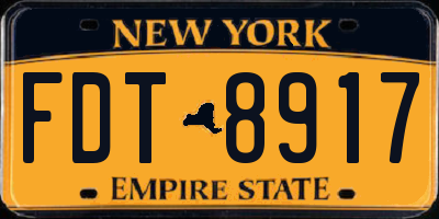 NY license plate FDT8917