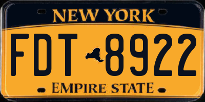 NY license plate FDT8922