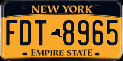 NY license plate FDT8965