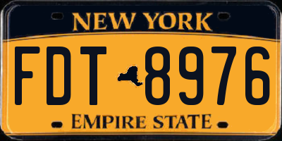 NY license plate FDT8976