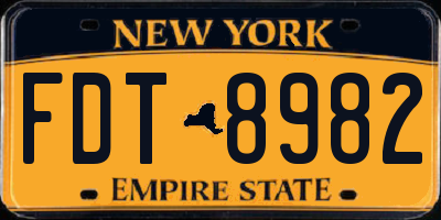 NY license plate FDT8982