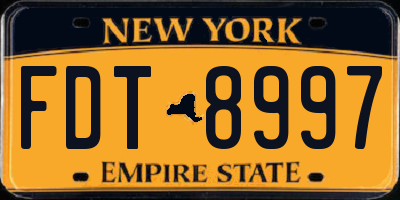 NY license plate FDT8997