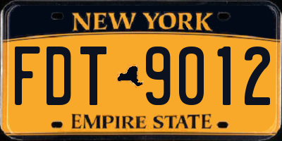 NY license plate FDT9012