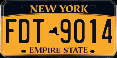 NY license plate FDT9014