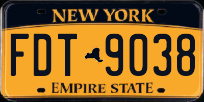 NY license plate FDT9038