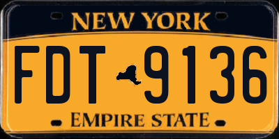 NY license plate FDT9136