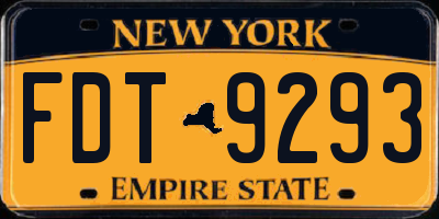 NY license plate FDT9293