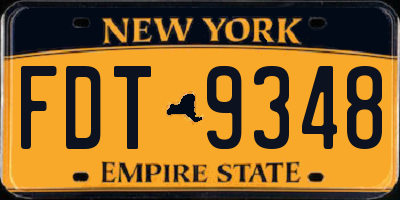 NY license plate FDT9348