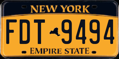 NY license plate FDT9494