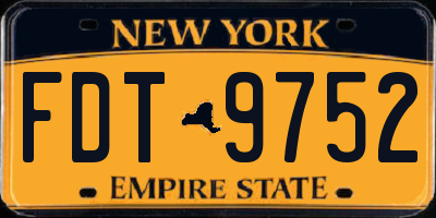 NY license plate FDT9752