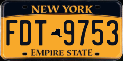 NY license plate FDT9753