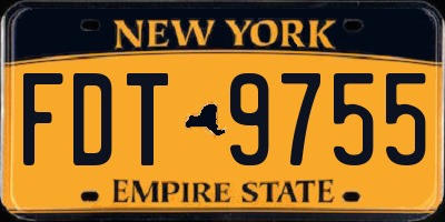 NY license plate FDT9755