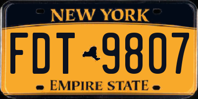 NY license plate FDT9807