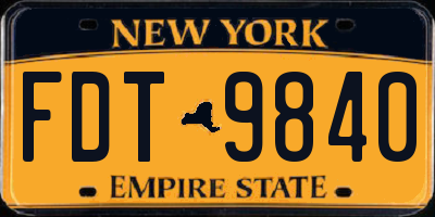 NY license plate FDT9840