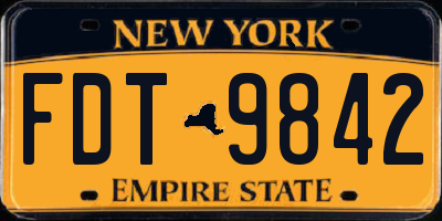 NY license plate FDT9842