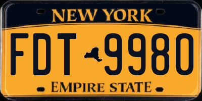 NY license plate FDT9980