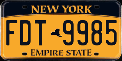 NY license plate FDT9985