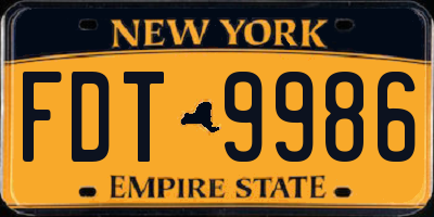 NY license plate FDT9986